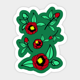 Red camellia blossoms Sticker